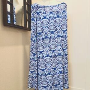 Artisan NY Elegant Blue Patterned Long Skirt Sz M